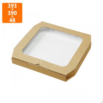 【化粧箱】10-372 ミエルピザ箱 クラフト 14インチ 393×390×48mm (100枚入)