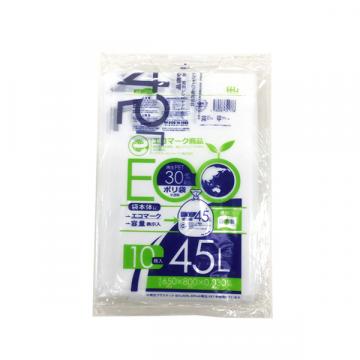 【ポリ袋】 45L再生プラスチック使用ゴミ袋(厚み0.03・半透明) GP-45 (10枚入)