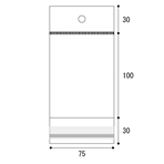 【OPPヘッダー付袋】75×(30+100)+30mm(1000枚)