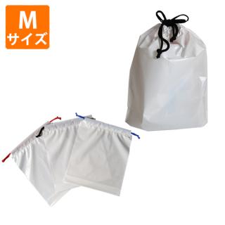 【ポリ袋】巾着袋 乳白 Mサイズ270×330mm(光沢あり)【特価品】
