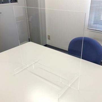 【仕切り板】アクリルパーテーション窓あき　スタンド2個付き(3台入)