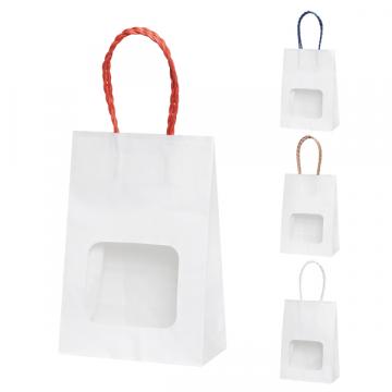 【紙袋】 ウィンドウミニバッグ 白無地 110×60×160(mm) (100枚入)