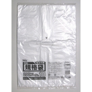 【ポリ袋】規格袋<HDPE 10μ>18号  JH-18 380×530mm(200枚入り)