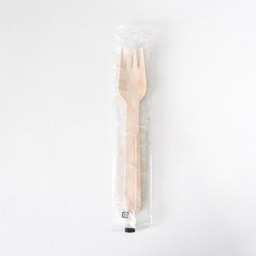 【使い捨て食器】 透明袋入 ウッドフォーク OP完封 15.5cm (100本入)