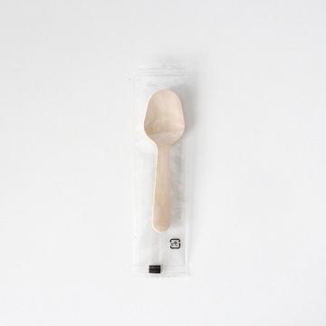 【使い捨て食器】 透明袋入 ウッドデザートスプーン OP完封 8.5cm (100本入)