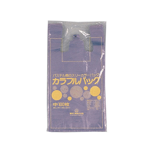 束在庫限り【レジ袋】 カラフルバッグ ブルー 西40号・東30号 (100枚入り)