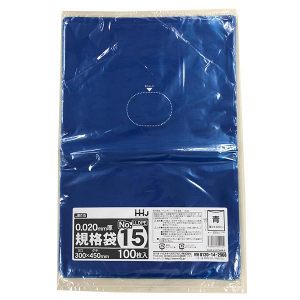 【ポリ袋】規格袋<LDPE 20μ>青15号  JB-15 300×450mm(100枚入)