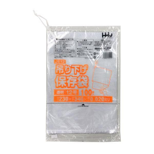 【ポリ袋】吊り下げ規格袋<LDPE 20μ>12号  JE-12 230×340mm(100枚入)