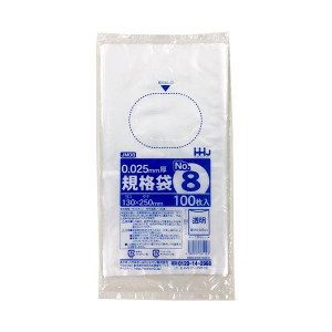 【ポリ袋】規格袋<LDPE 25μ>8号  JM-8 130×250mm(100枚入)