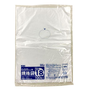 【ポリ袋】規格袋<LDPE 25μ>18号  JM-18 380×530mm(100枚入)