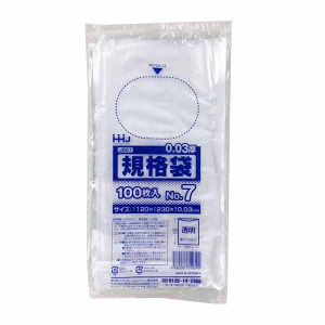 【ポリ袋】規格袋<LDPE 30μ>7号  JS-7 120×230mm(100枚入)