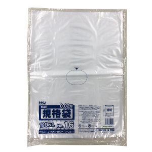 【ポリ袋】規格袋<LDPE 20μ>16号  JT-16 340×480mm(100枚入)