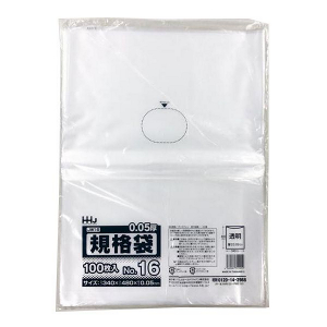【ポリ袋】規格袋<LDPE 50μ>16号  JW-16 340×480mm(100枚入)