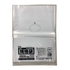 【ポリ袋】規格袋<LDPE 80μ>18号  JX-18 380×530mm(50枚入)
