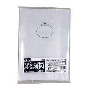 【ポリ袋】規格袋<LDPE 60μ>12号  JY-12 230×340mm(100枚入)