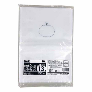 【ポリ袋】規格袋<LDPE 60μ>13号  JY-13 260×380mm(100枚入)