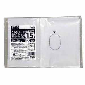 【ポリ袋】規格袋<LDPE 60μ>15号  JY-15 300×450mm(100枚入)