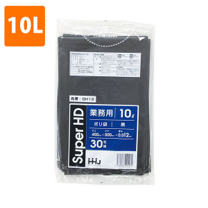 【ポリ袋】 10Lゴミ袋(厚み0.012・黒) GH-12  <30枚入り>