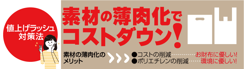 素材の薄肉化でコストダウン！